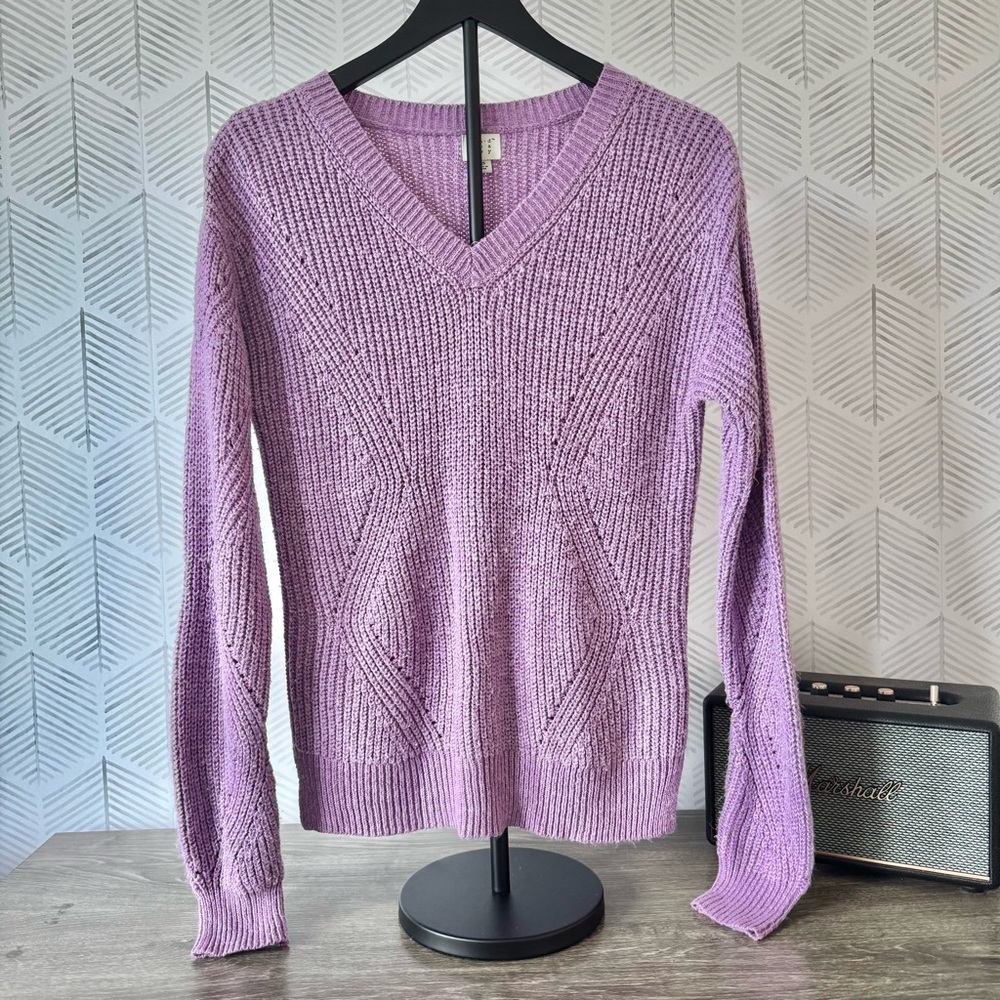 a new day Women's Purple V-Neck Sweater